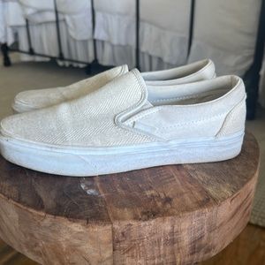 Vans white pull on sneakers